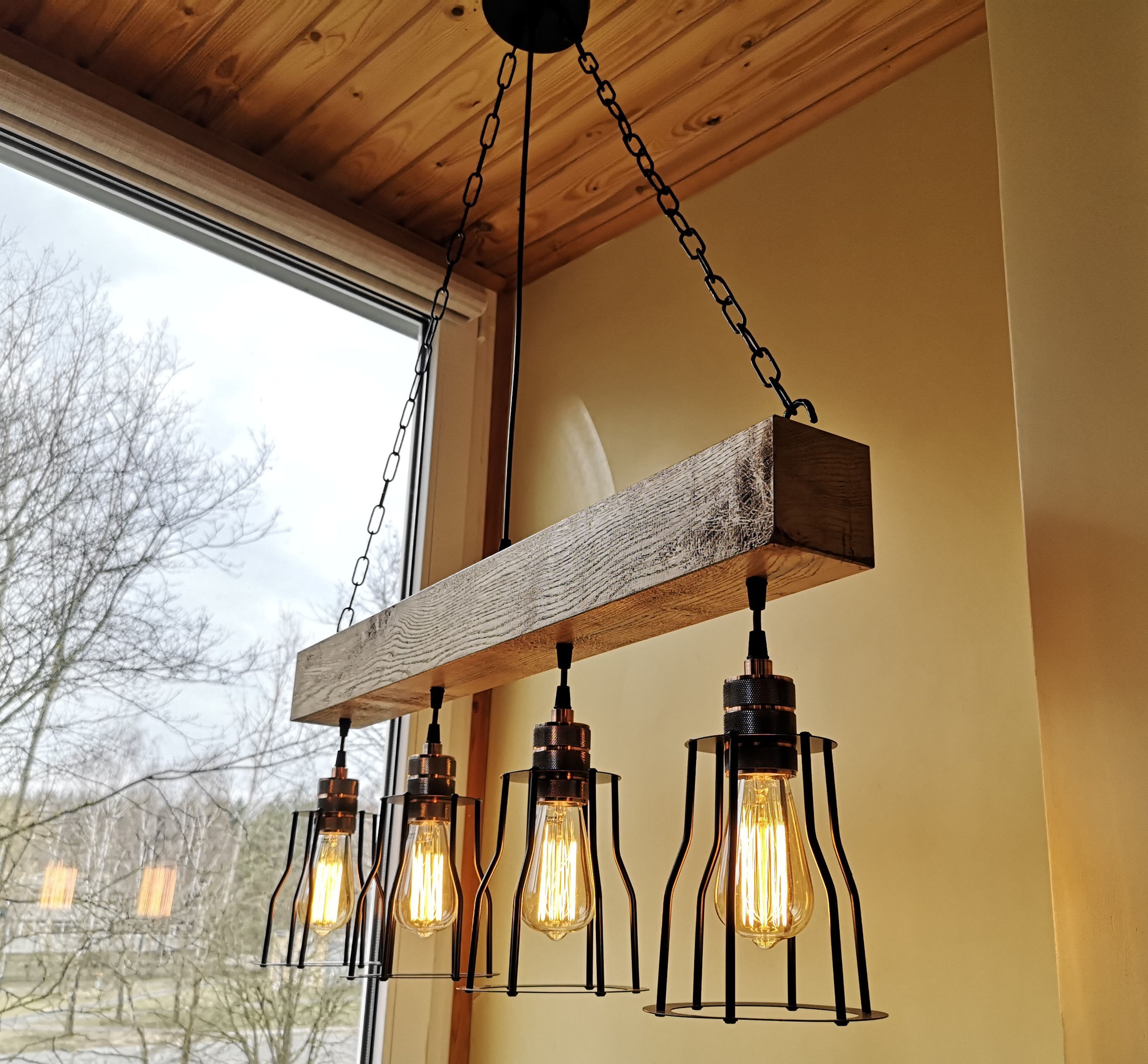 Rustic lighting wood chandelier