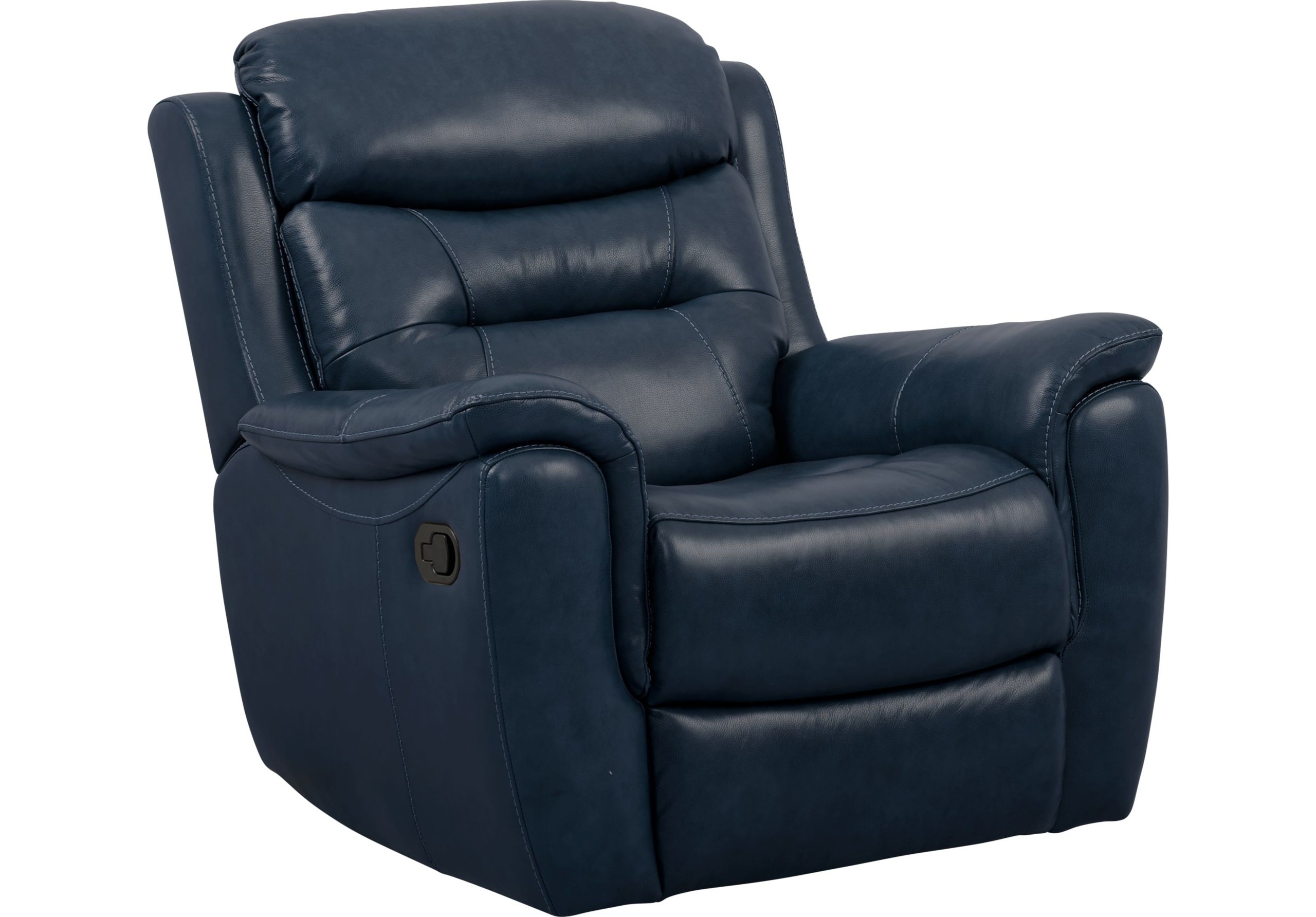 Sabella navy leather glider recliner blue leather sofa