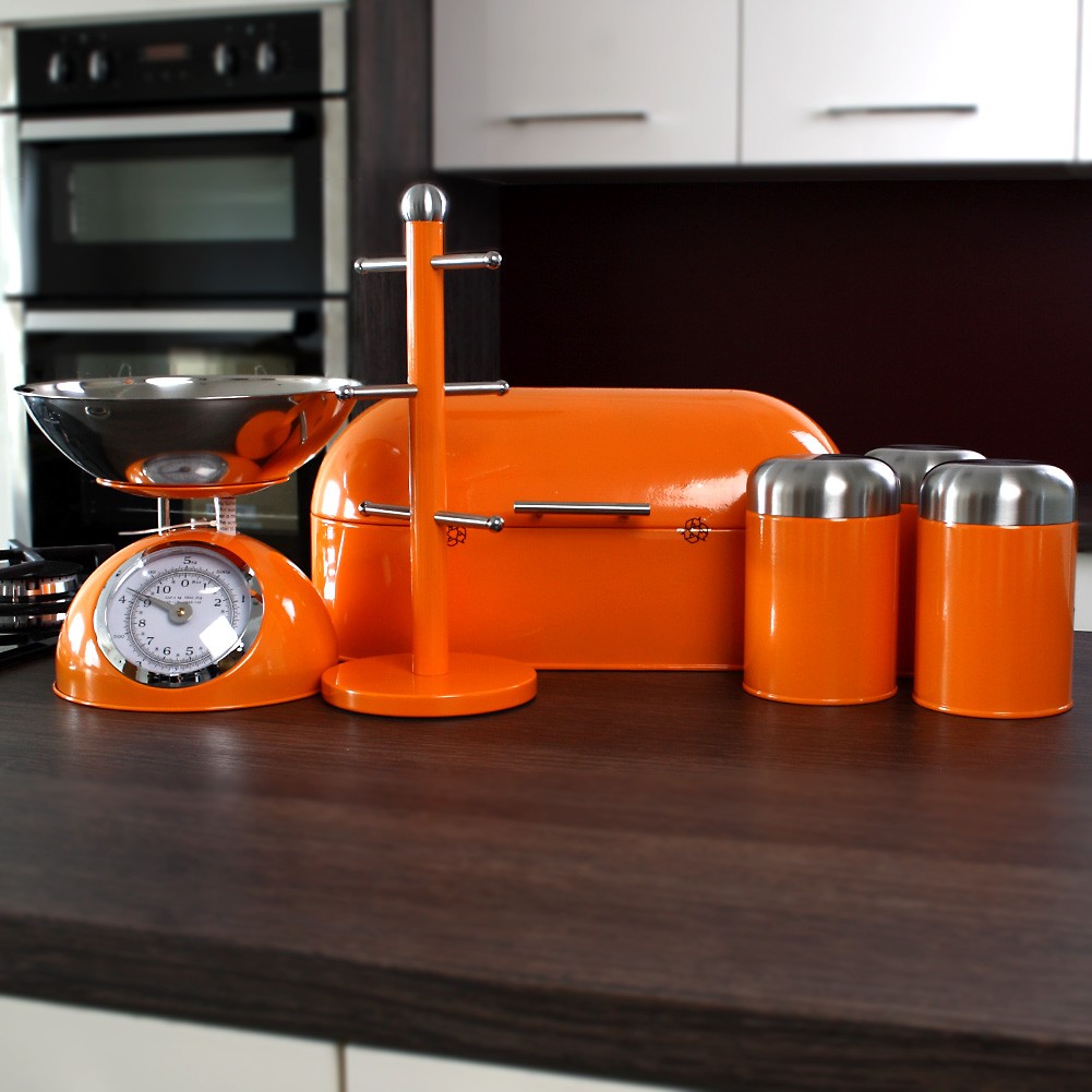 Set of 3 orange dome canisters unique home living