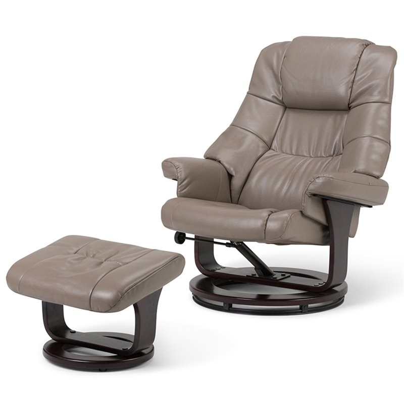 Simpli home ledi air leather euro recliner with ottoman in
