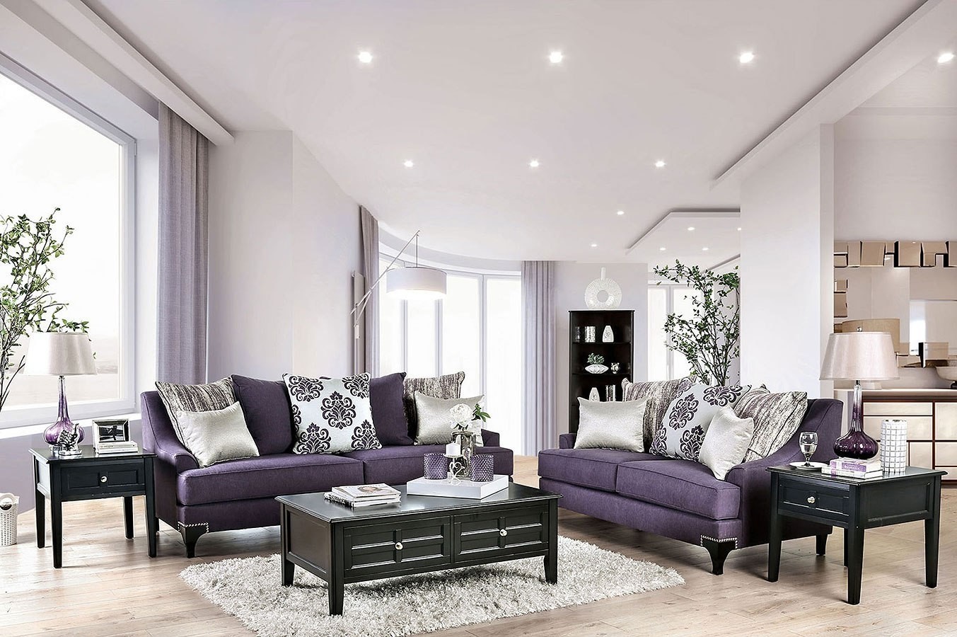 Sisseton living room set purple by furniture of america