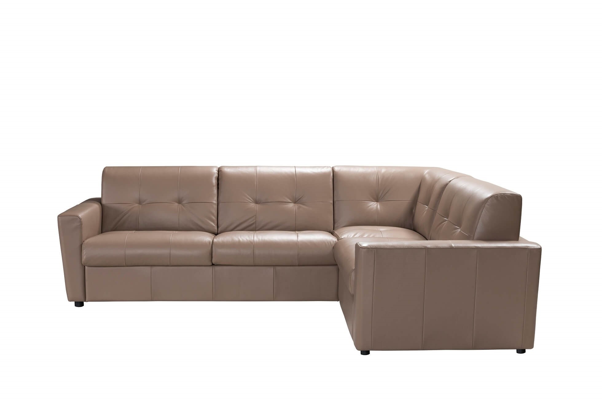 Sogna taupe top grain italian leather sleeper sectional