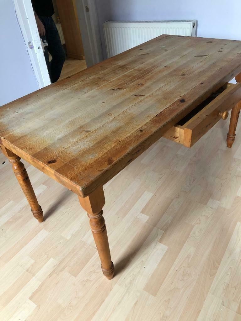 Solid pine kitchen table with drawer in duddingston