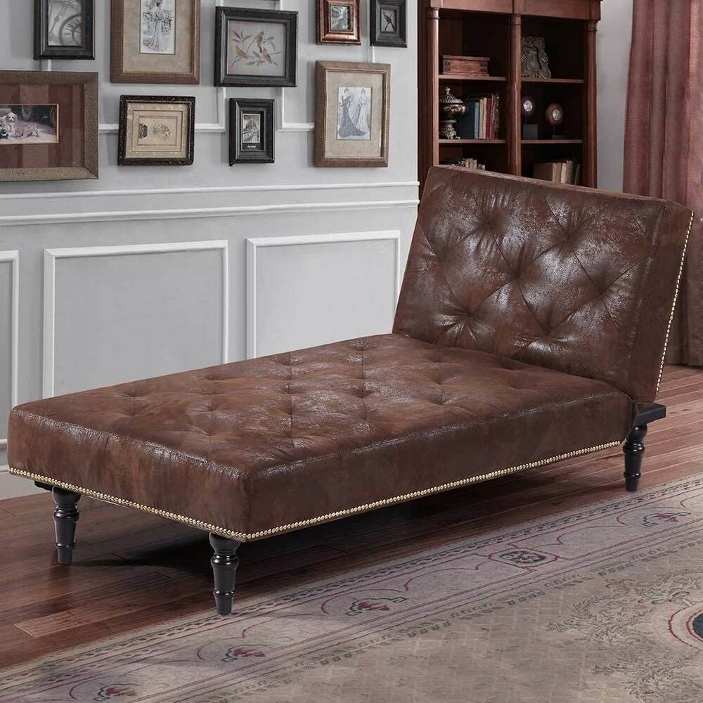 Stylish brown chaise longue small chair fold down sofa bed
