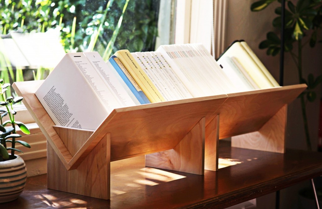 Tabletop bookcase shoebox dwelling finding comfort