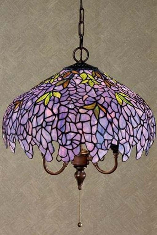 Tiffany style purple stained glass hanging lamp free