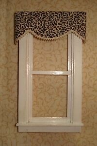 Tiny leopard print valance dollhouse curtains 3 w x 1