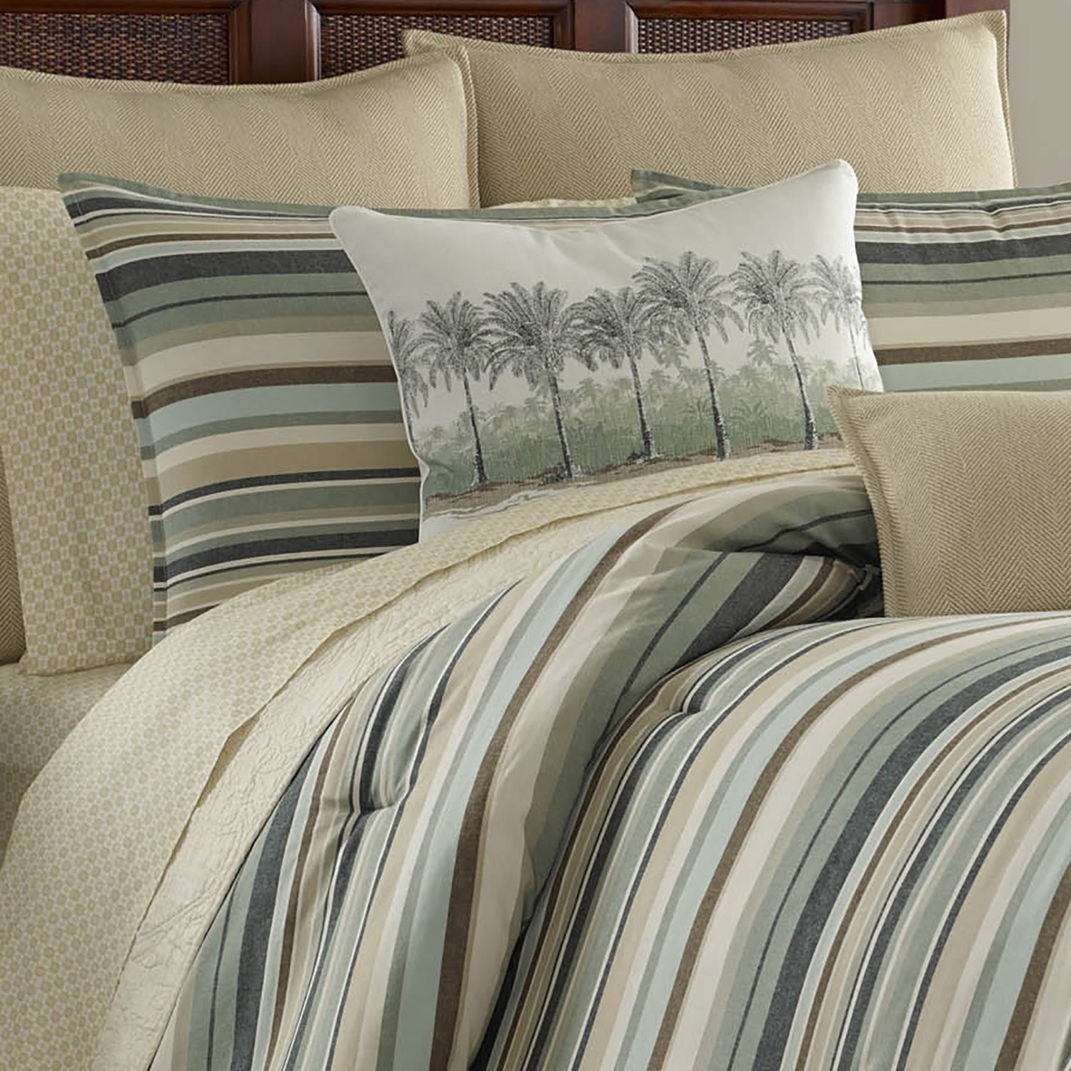 Tommy bahama canvas stripe comforter set king green