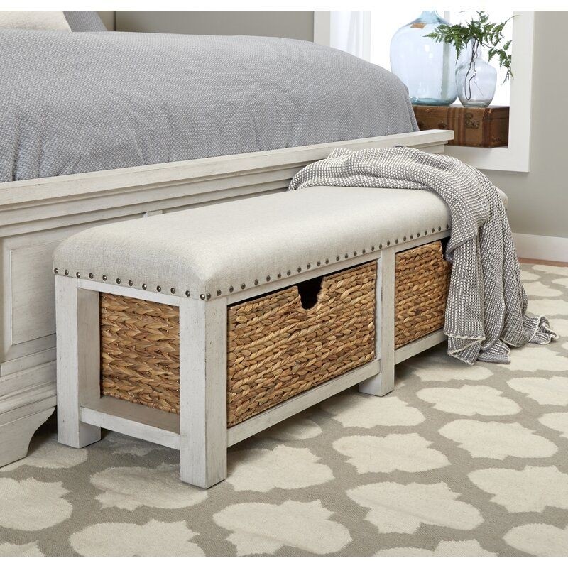 Trisha yearwood home upholstered drawer storage bench