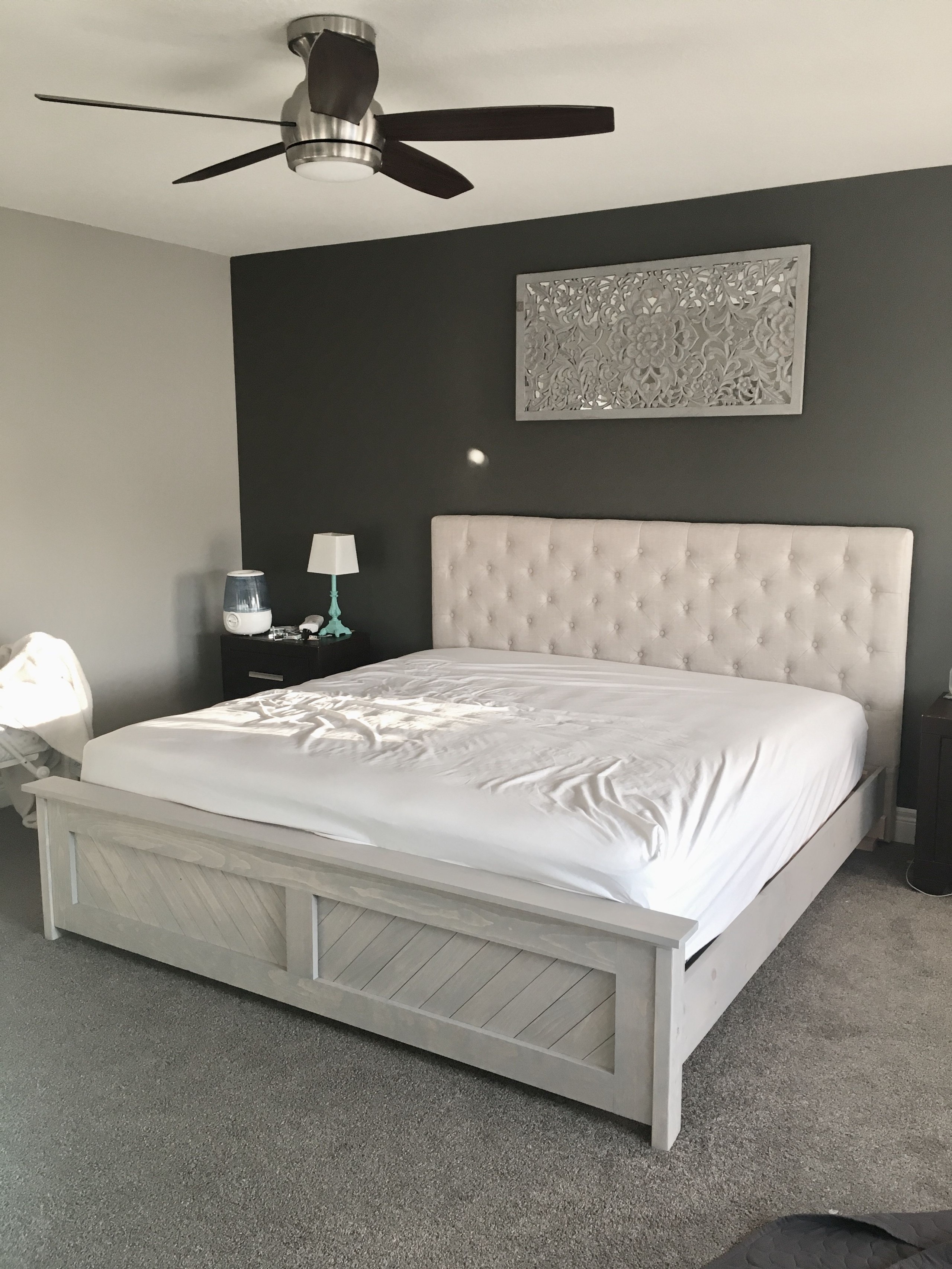 Tufted upholstered headboard with diy wood frame tufted