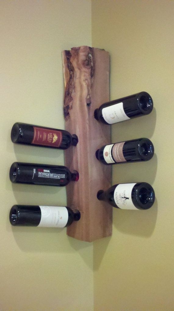 Unusual wall mounted corner wine rack storage with sanded