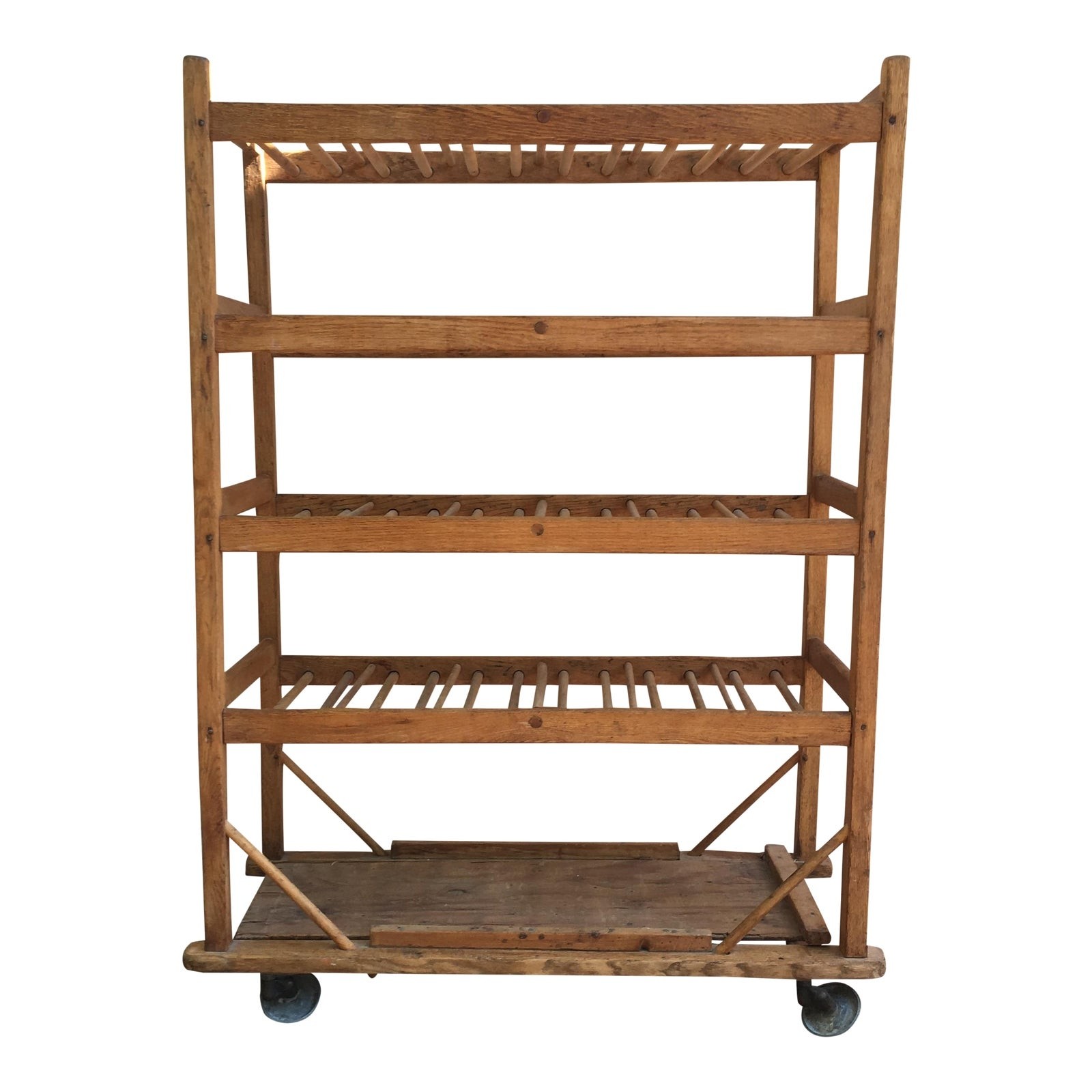 Vintage industrial wooden bakers rack chairish