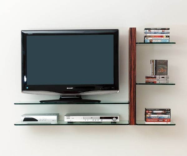 Wall mount tv cabinet with glass shelves flat screen