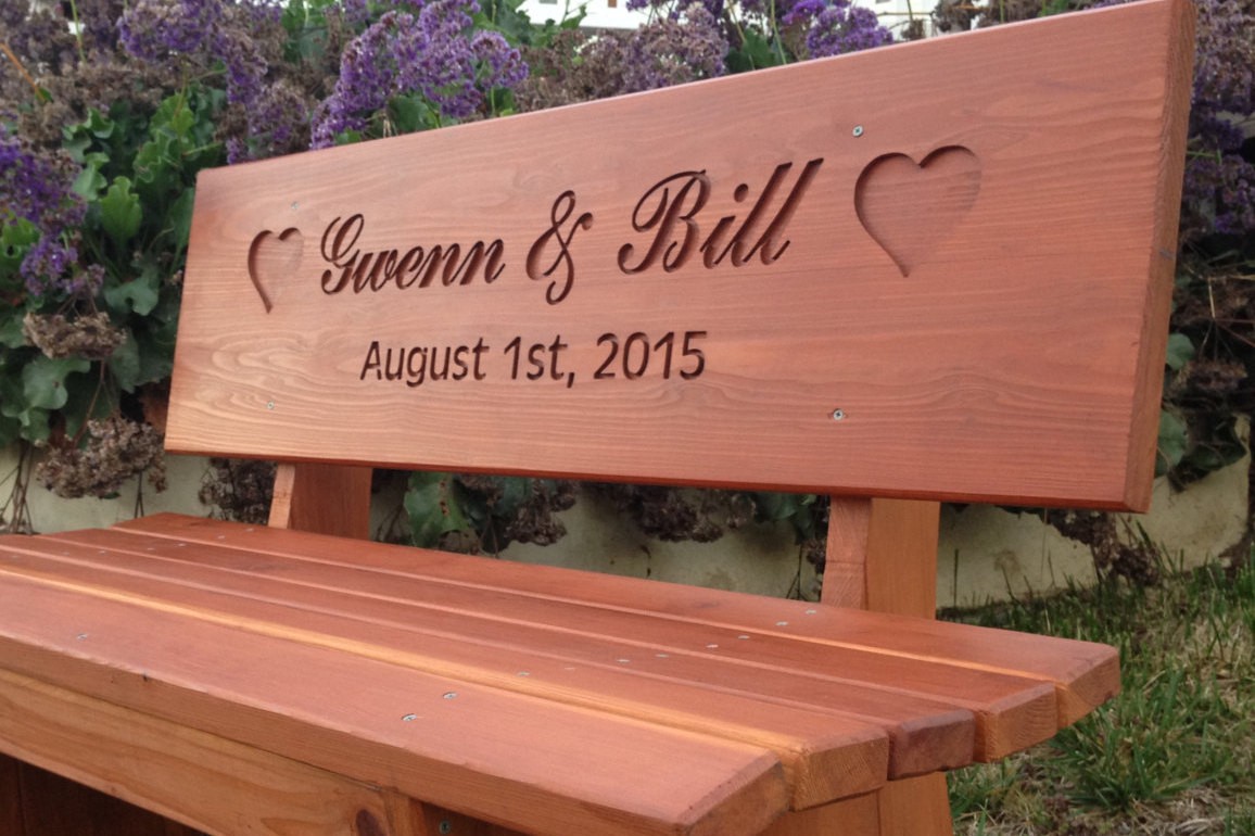 Wedding bench custom engraved bench cedar by boutiquebenches