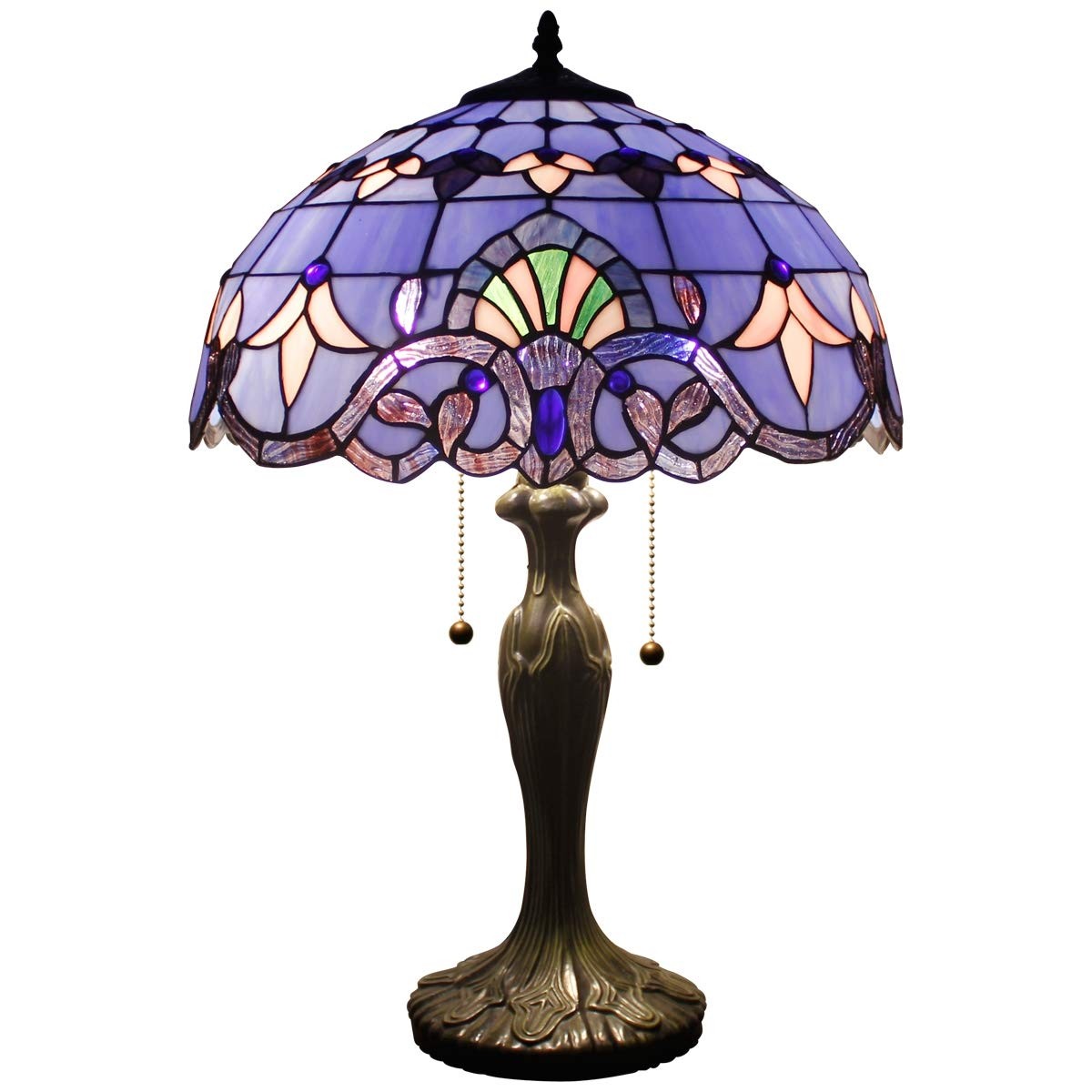 Werfactory tiffany style table lamp 24 inch tall blue