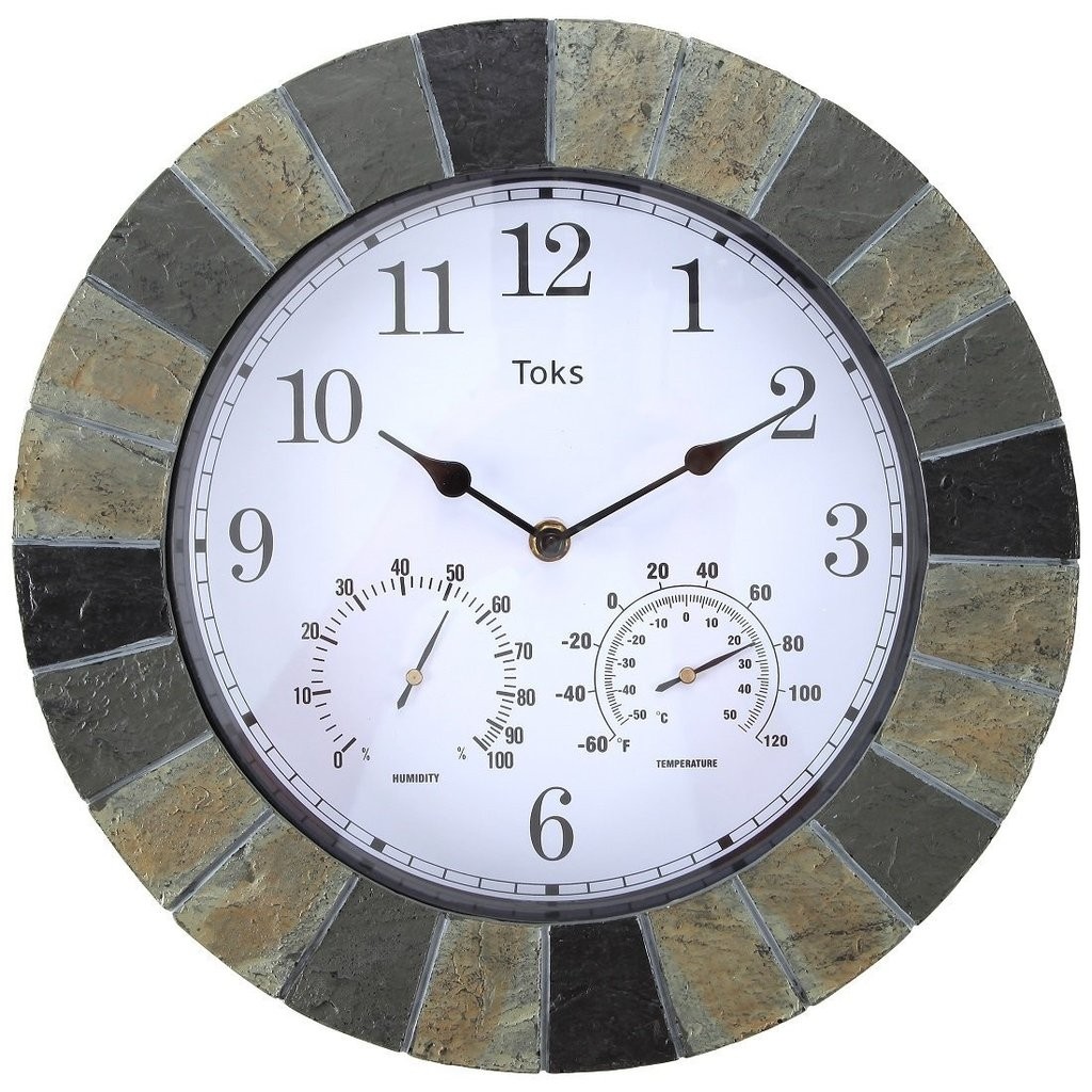 14 inch faux slate indoor or outdoor wall clock with