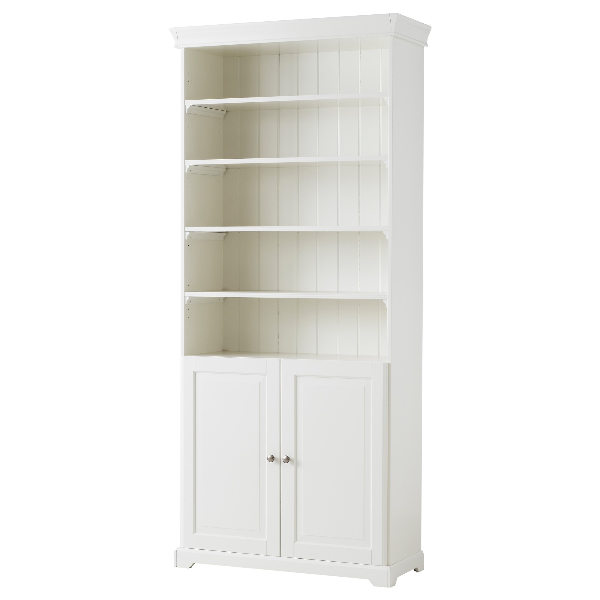 15 photo of white bookcase with cupboard