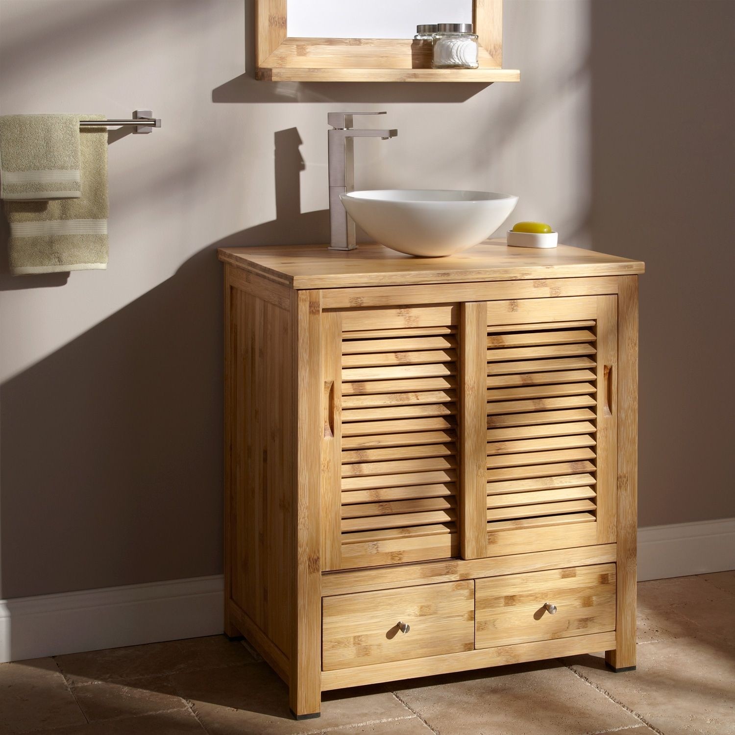 30 arrey bamboo vanity with bamboo top for vessel sink