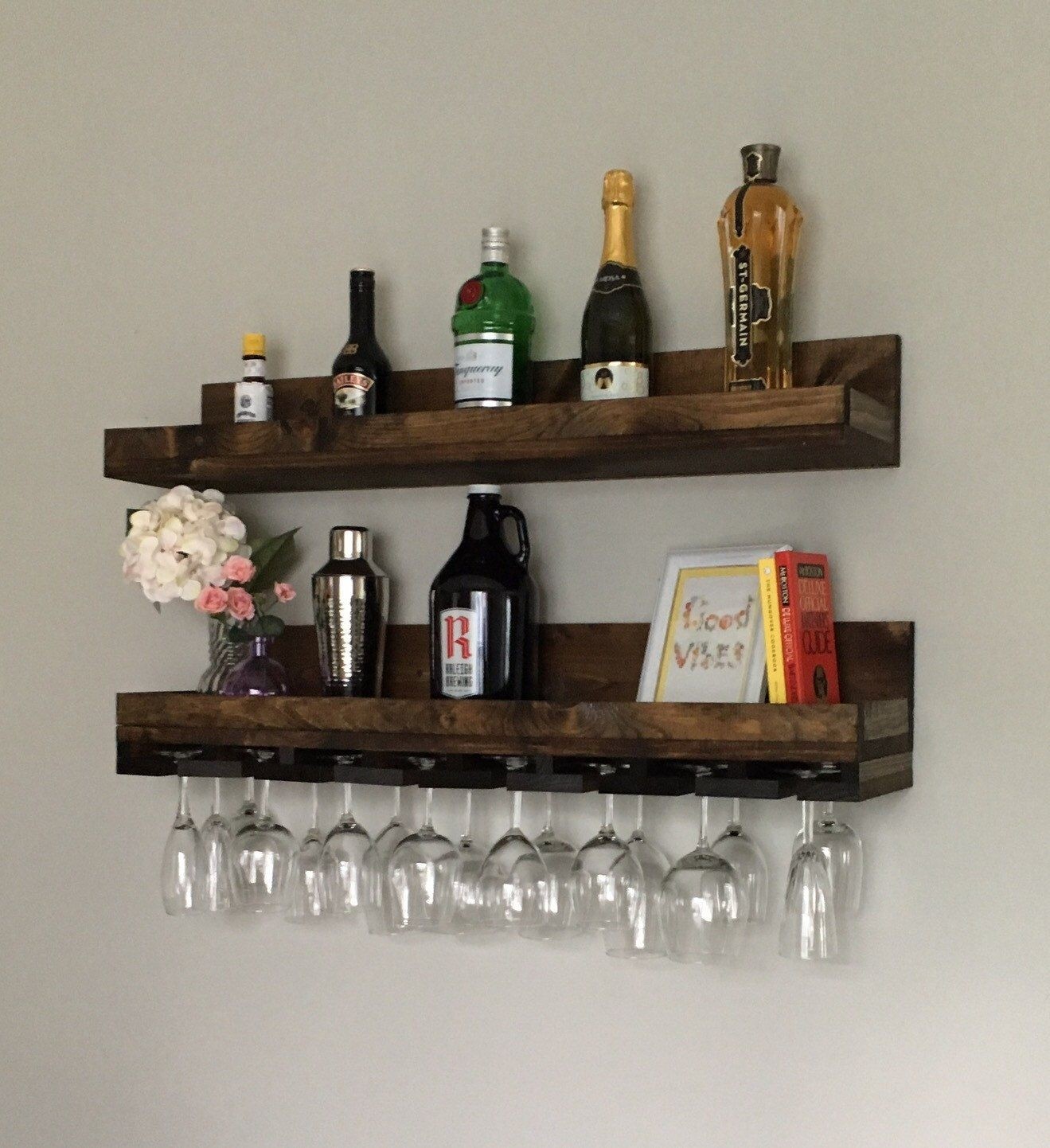 36 long rustic wood wine rack wall mounted shelf