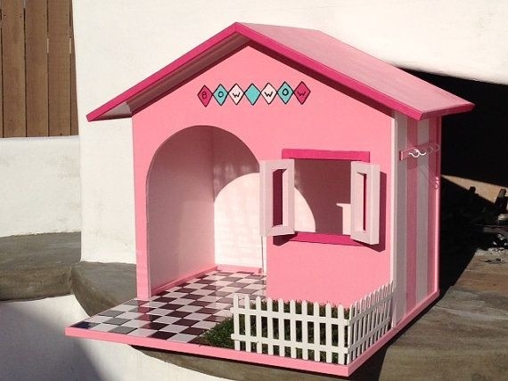 50s style retro pink interior dog house by
