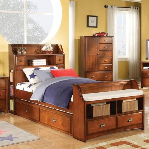 Acme furniture brandon full bed with trundle and bookcase