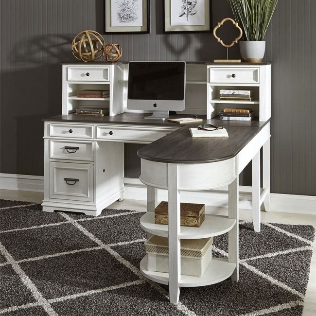 Allyson park wirebrushed white l shaped desk 1stopbedrooms