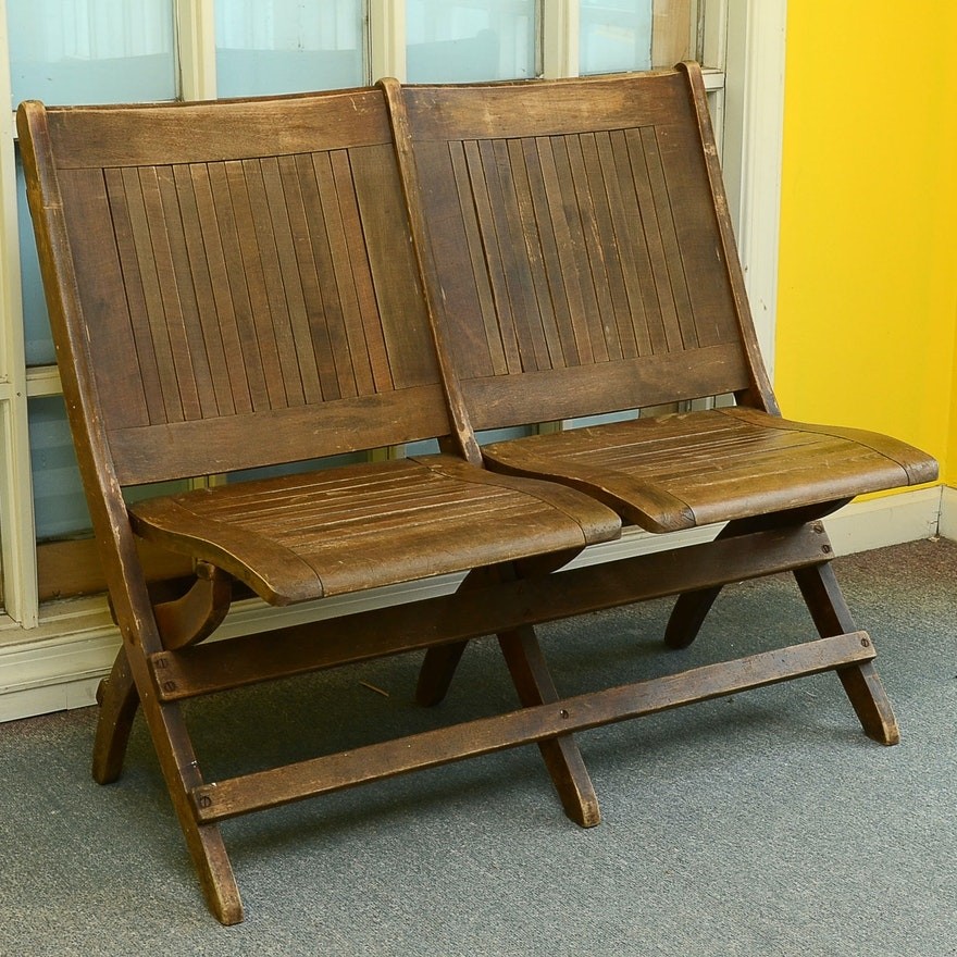 Antique double wooden folding chair ebth
