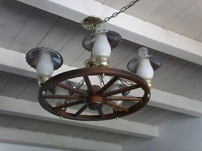 Antique vintage chandelier wagon wheel ceiling lamp
