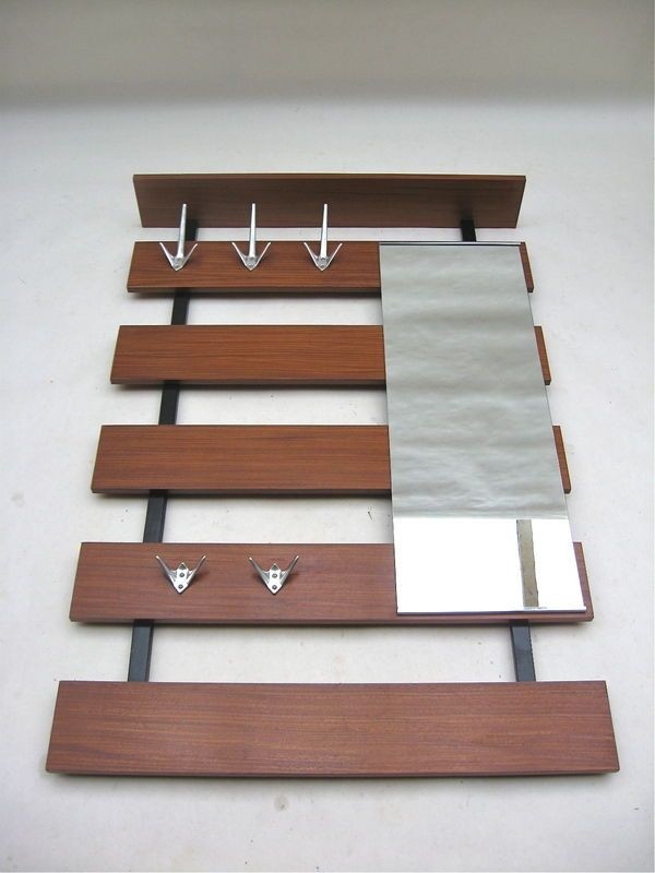 Architectural wall mount coat rack mirror danish modern