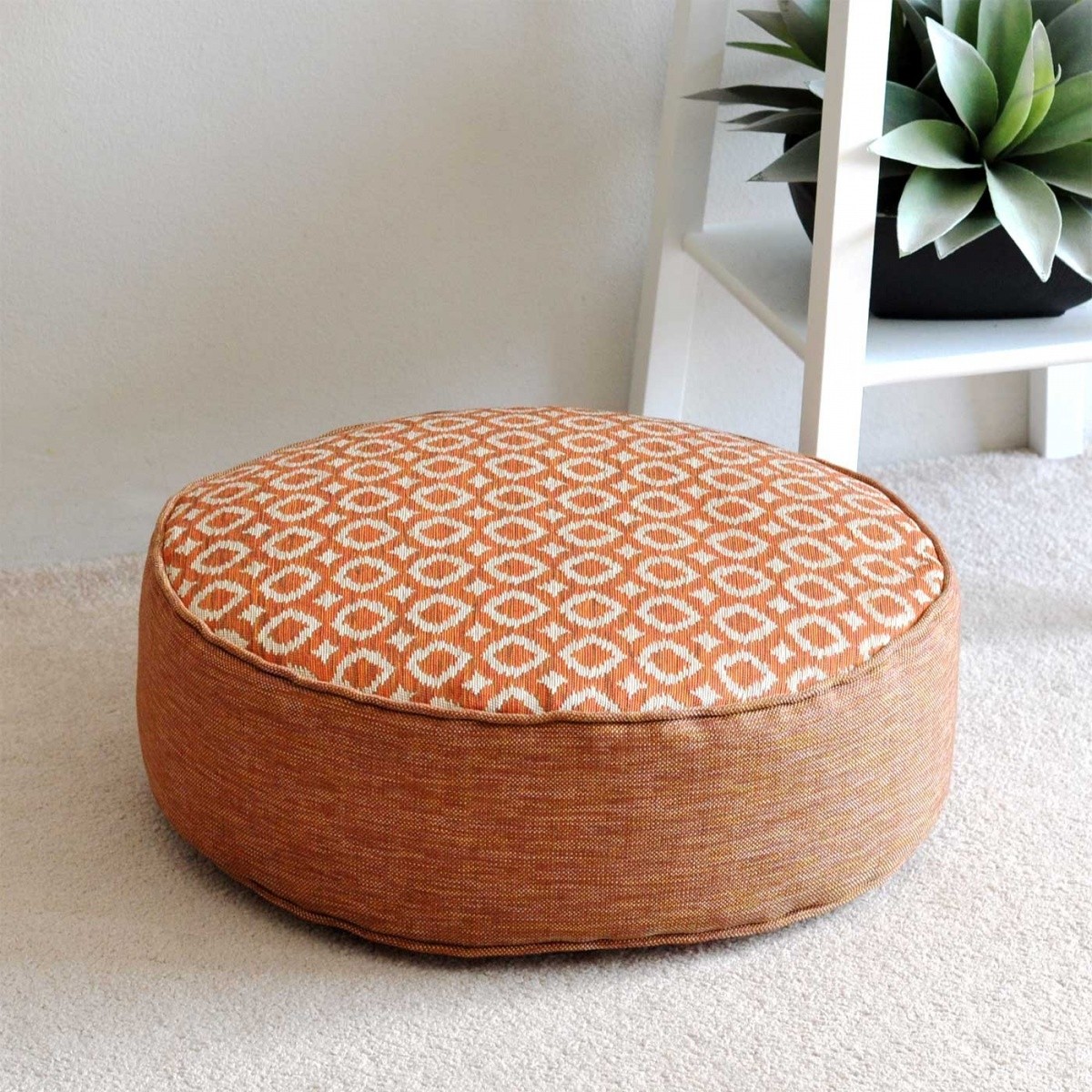 Ayana tangerine round floor cushion 45cm hupper