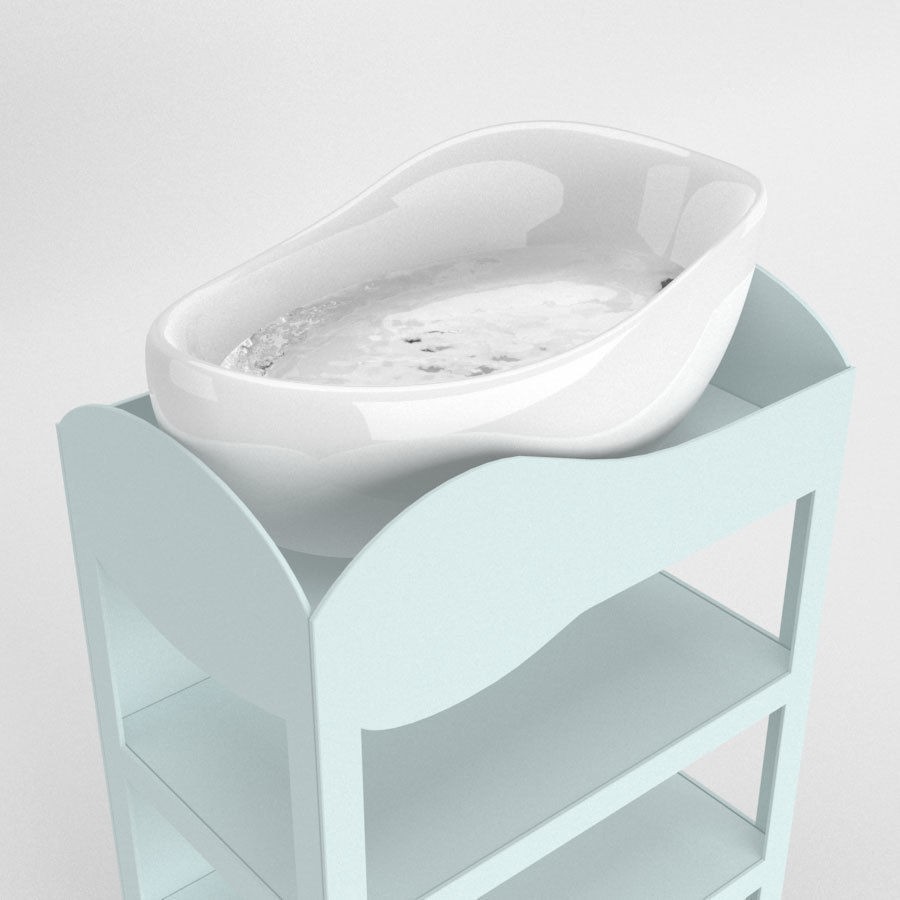 Baby bathtub with a stand shelf or changing table 3d