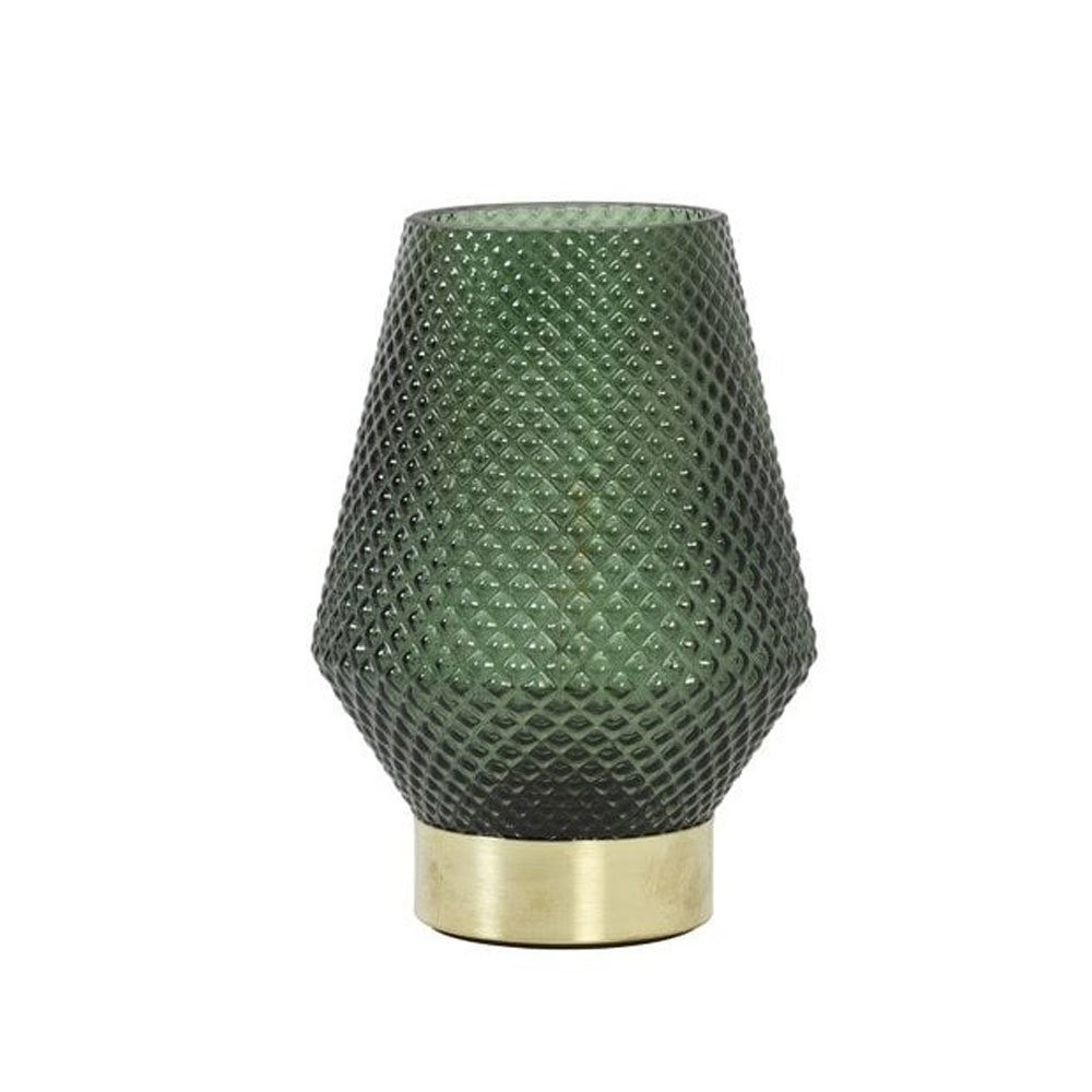 Battery powered led glass table lamp green shade