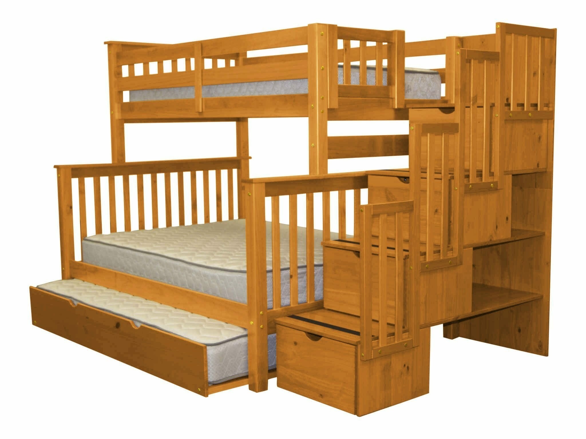 Bedz king stairway twin over full bunk bed with trundle