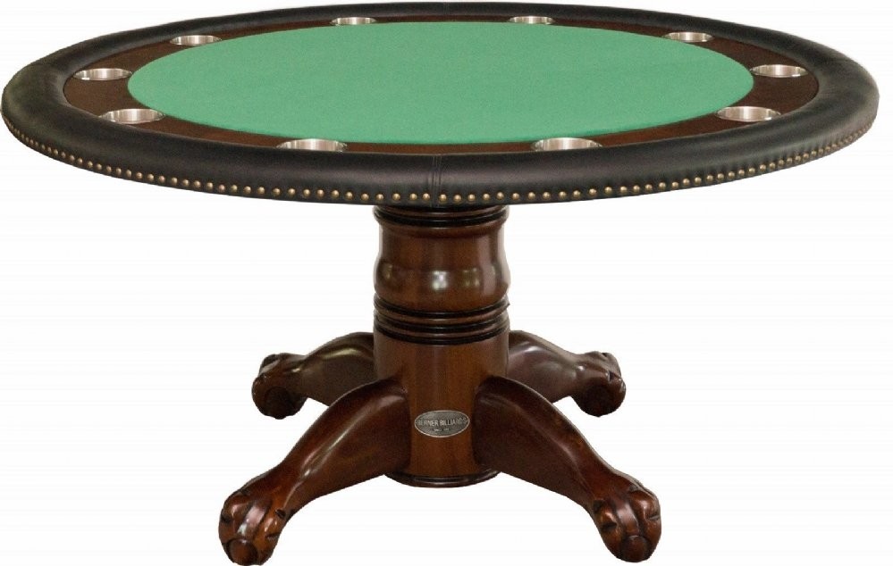 Berner billiards 60 round poker table 4 chairs in dark