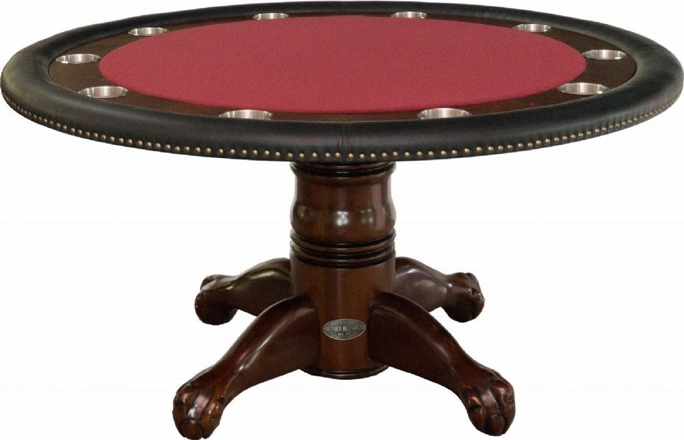 Berner billiards 60 round poker table 4 chairs in dark