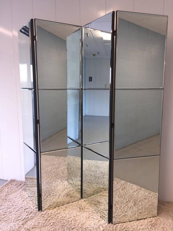 Beveled mirrored screen room divider at 1stdibs