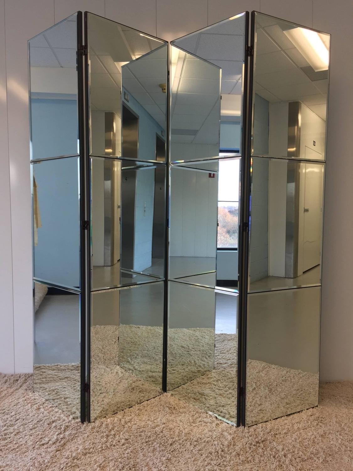 Beveled mirrored screen room divider for sale at 1stdibs 2