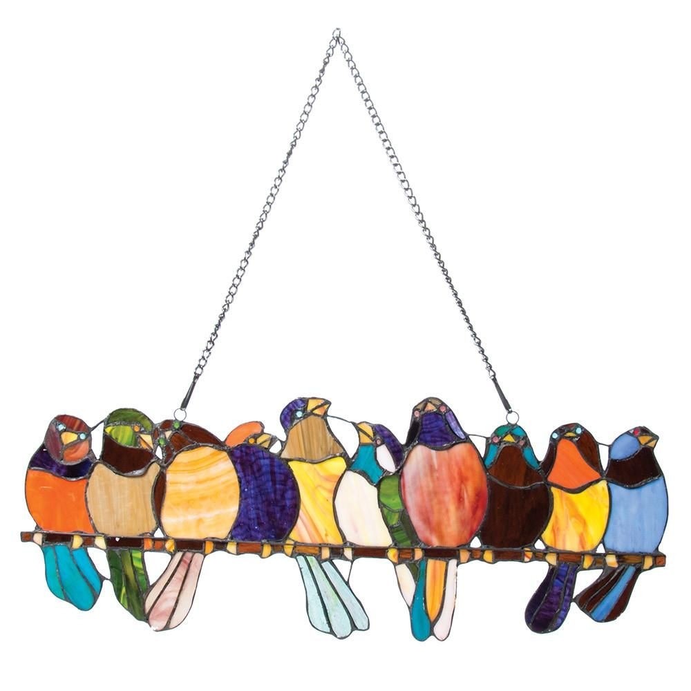 Birds on a wire stained glass suncatcher stained glass