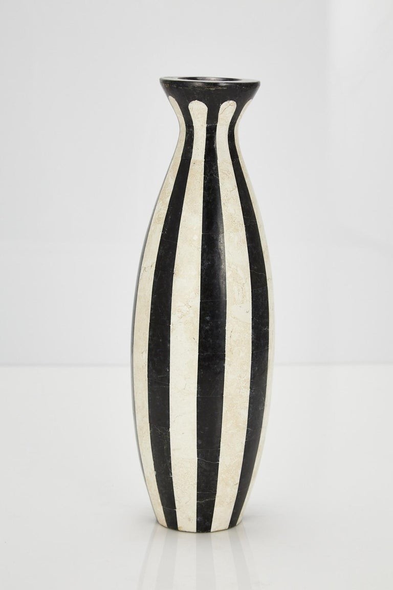 Black and white postmodern tessellated stone roma vase