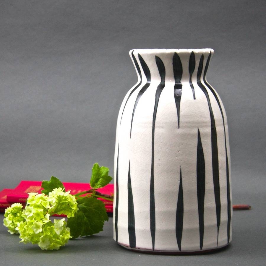Black and white stripe vase by london garden trading 1