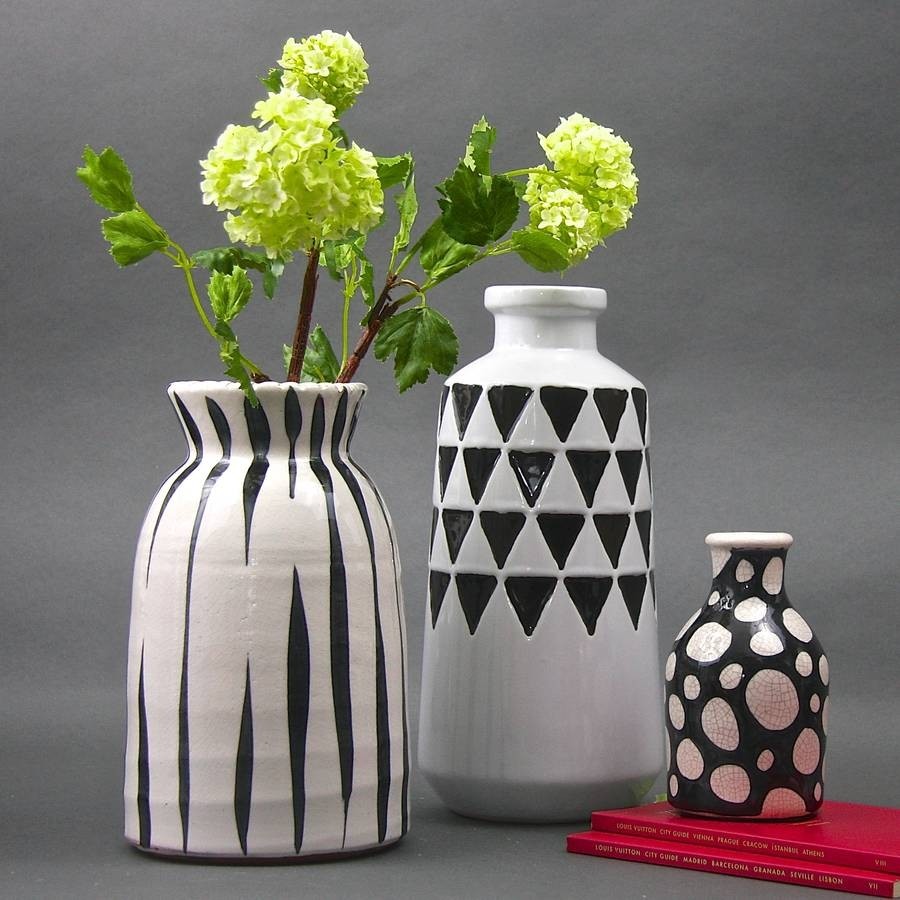 Black and white stripe vase by london garden trading