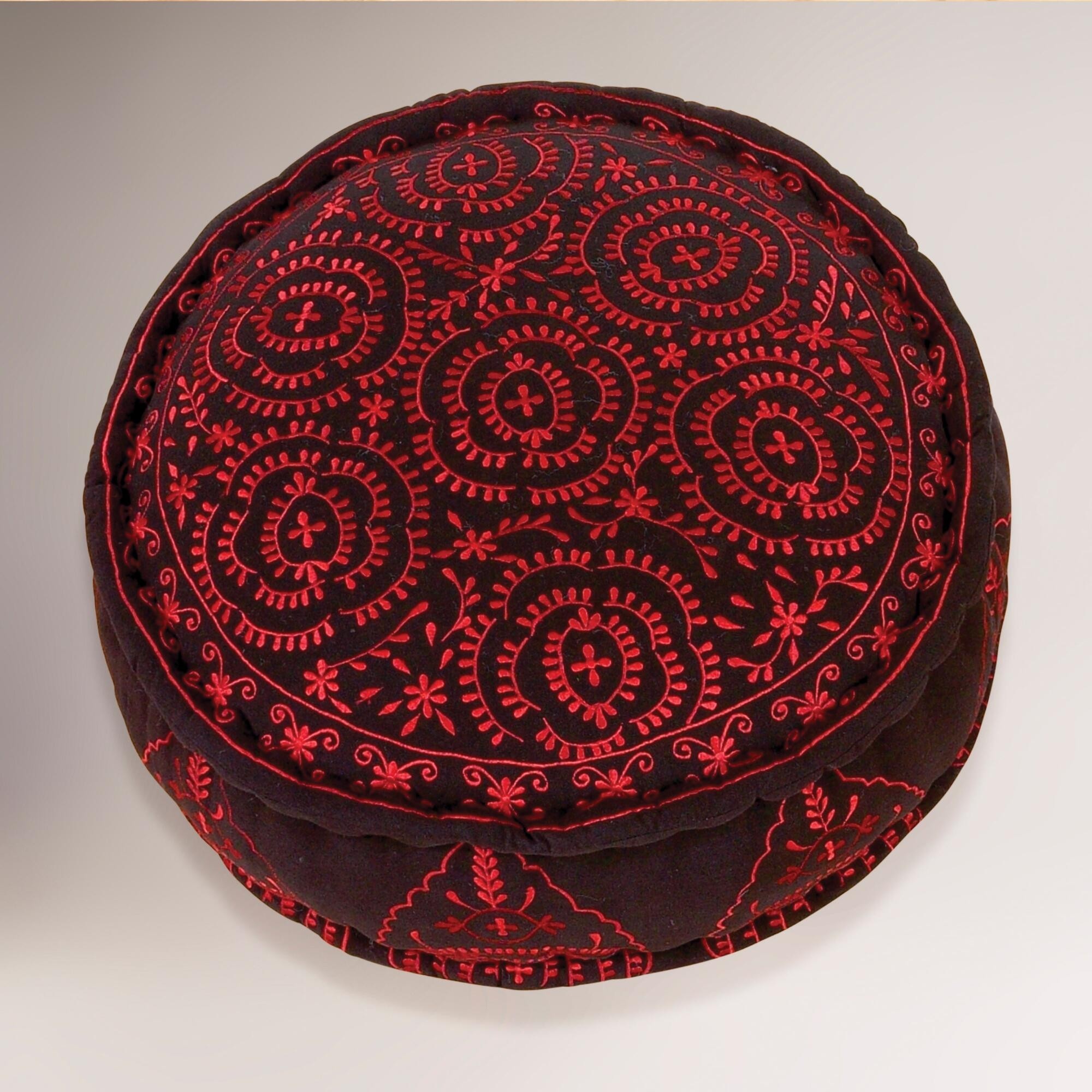Black round embroidered floor cushion world market