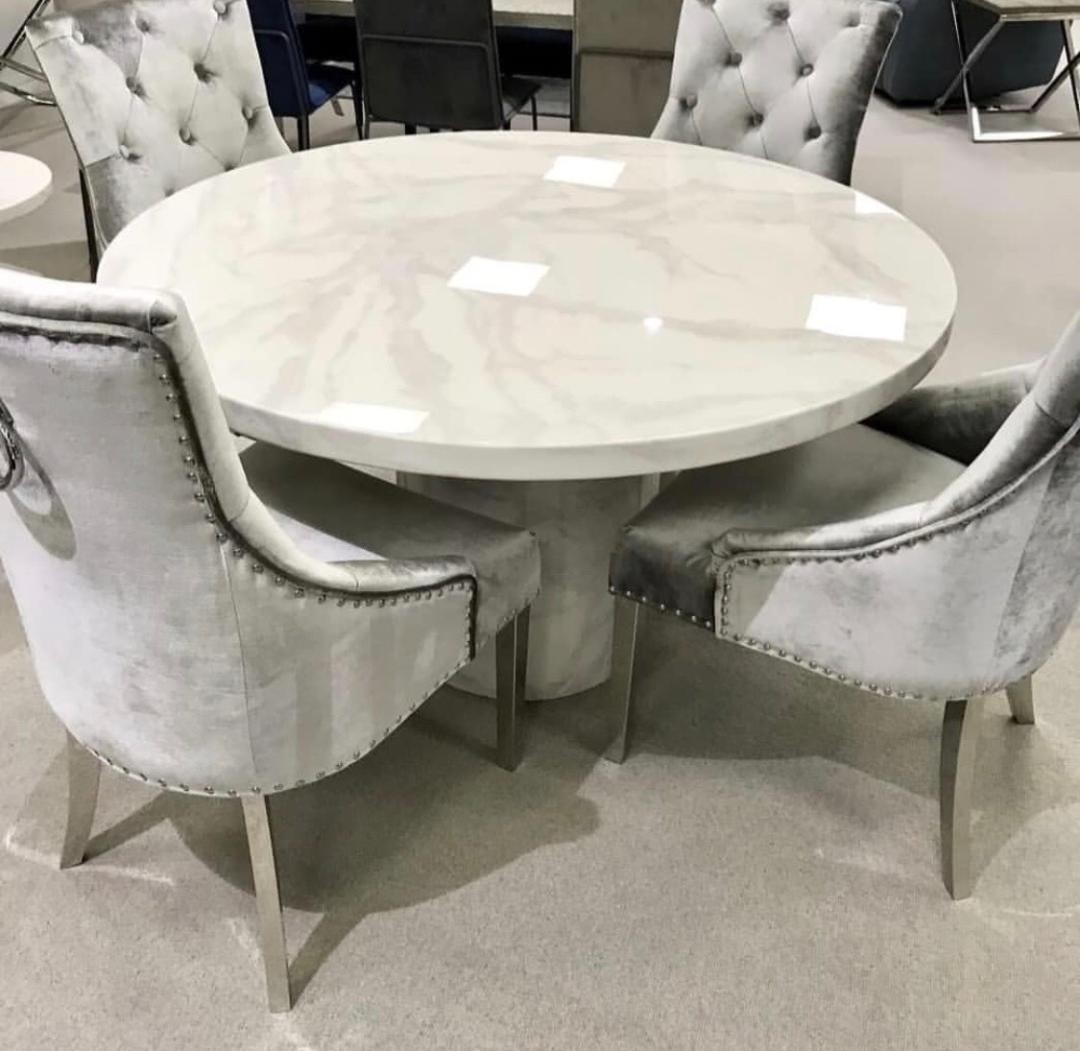 Carra bone white marble medium round 130cm dining table