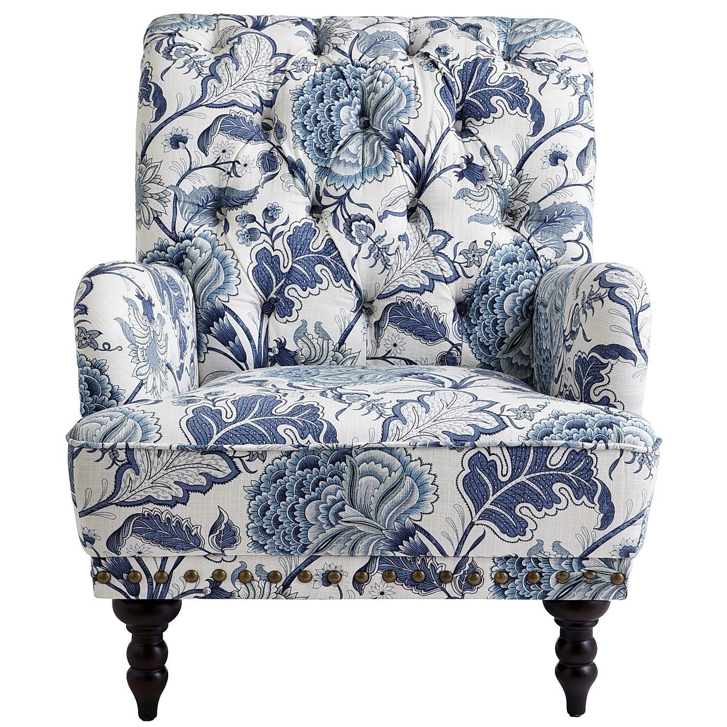 Chas indigo blue floral armchair shabby chic table