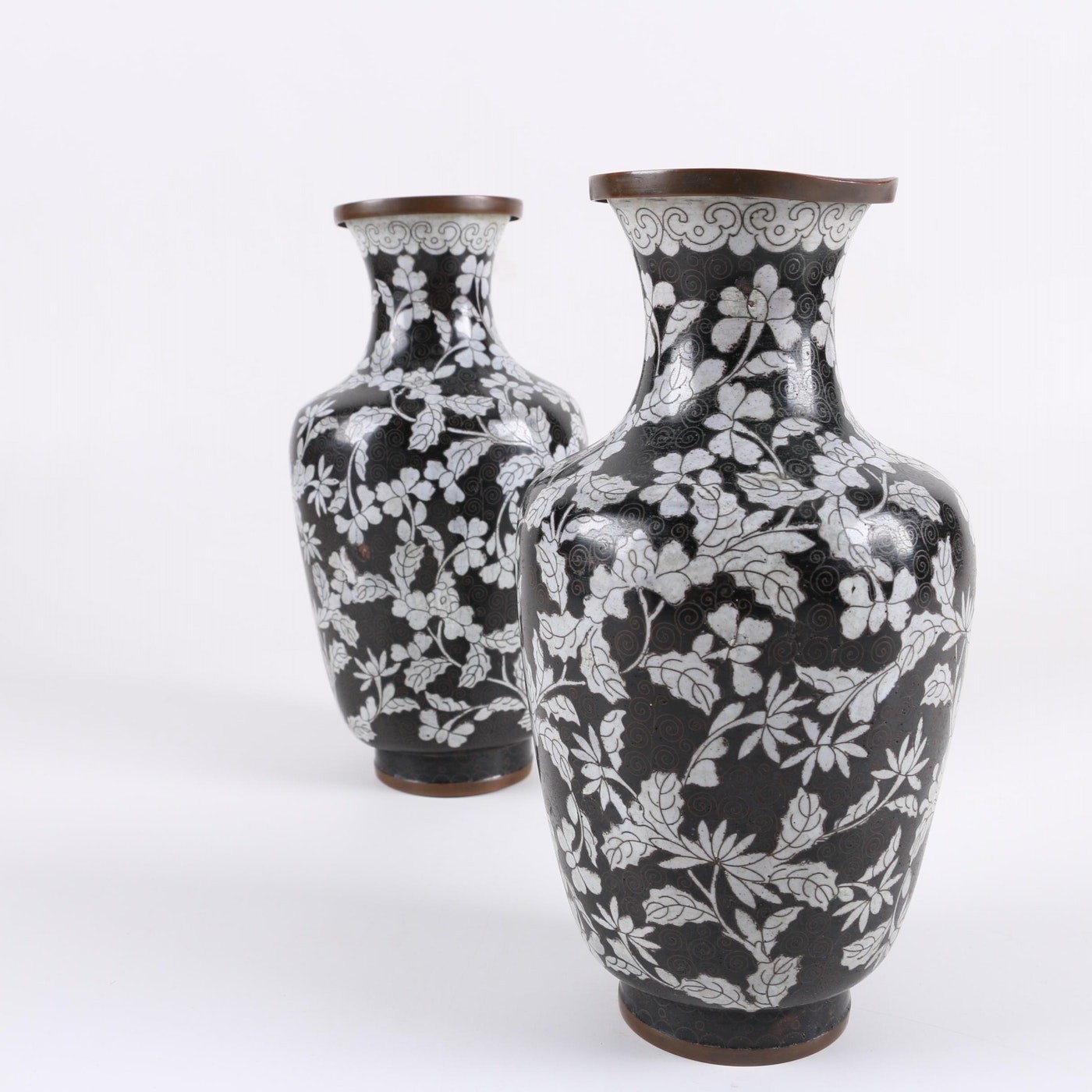Chinese black and white cloisonne vases ebth