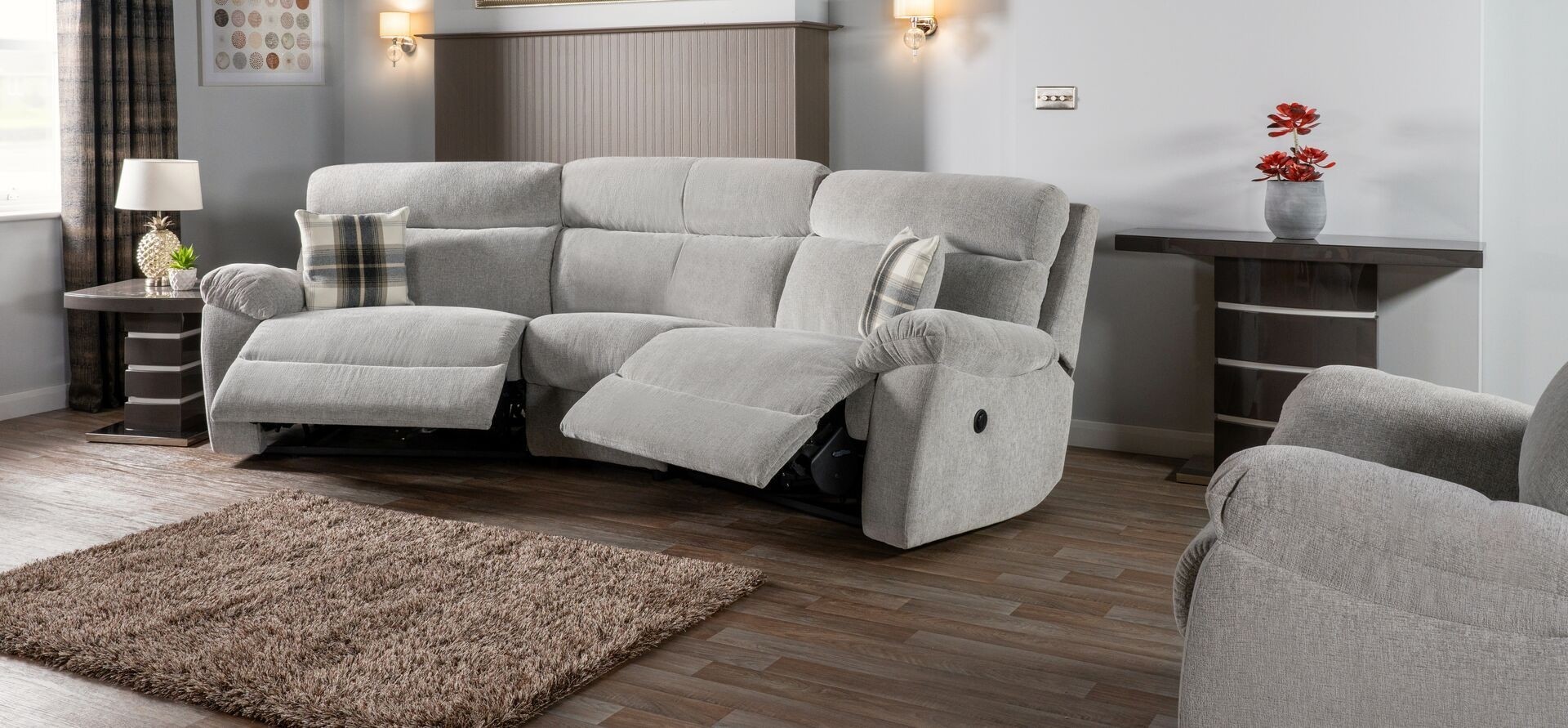 Cloud 4 seater curved power recliner sofa in 2020 beige