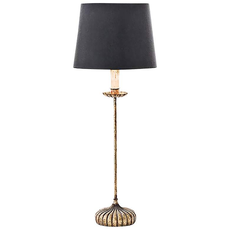 Clove stem gold stem buffet table lamp with black shade