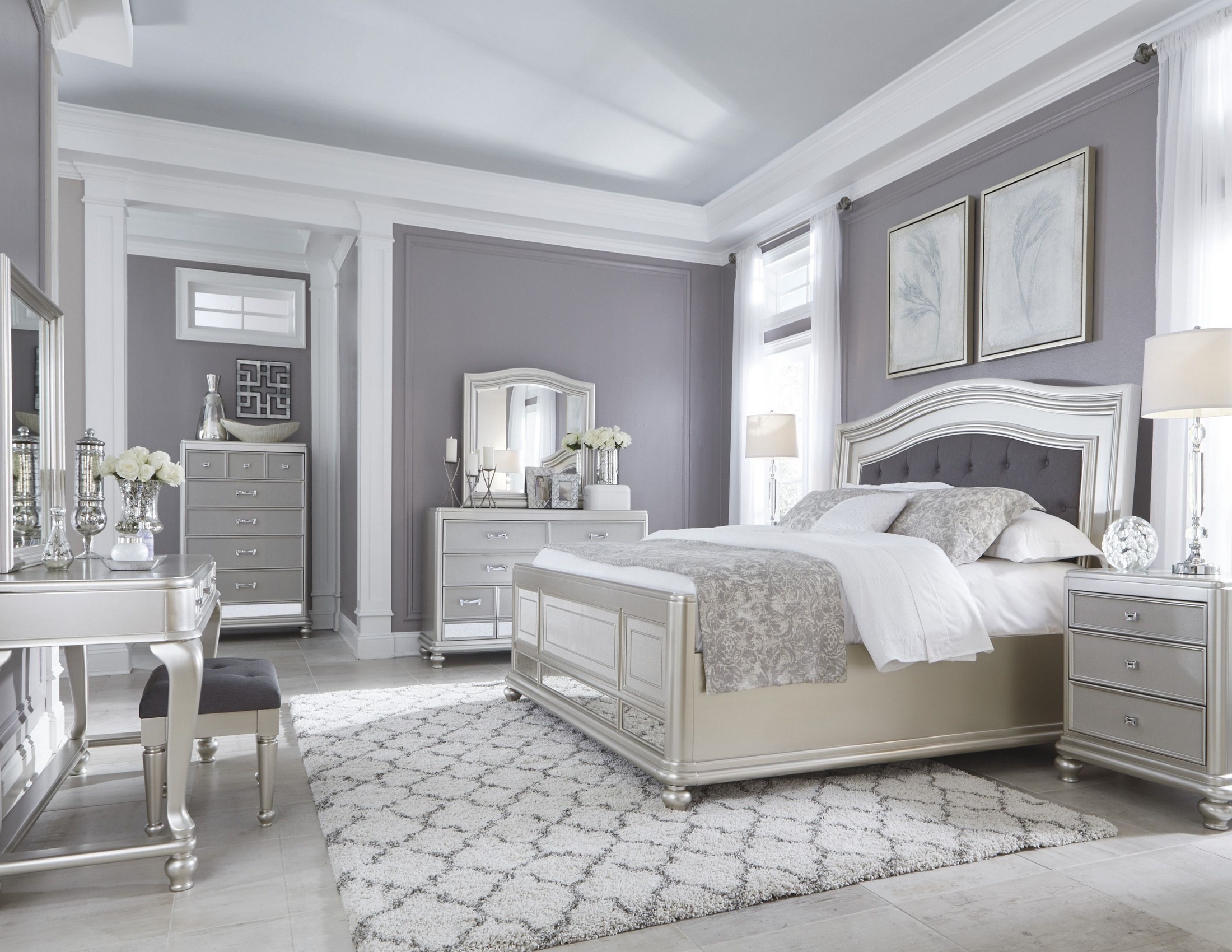 Coralayne silver bedroom set from ashley b650 157 54 96