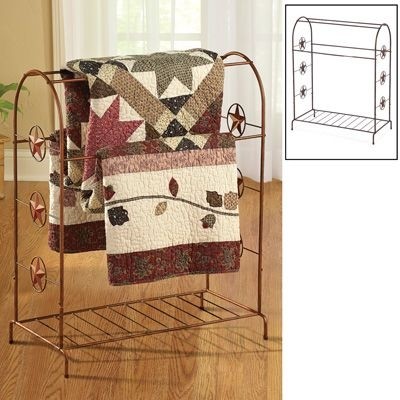 Country star wrought iron quilt blanket rack from