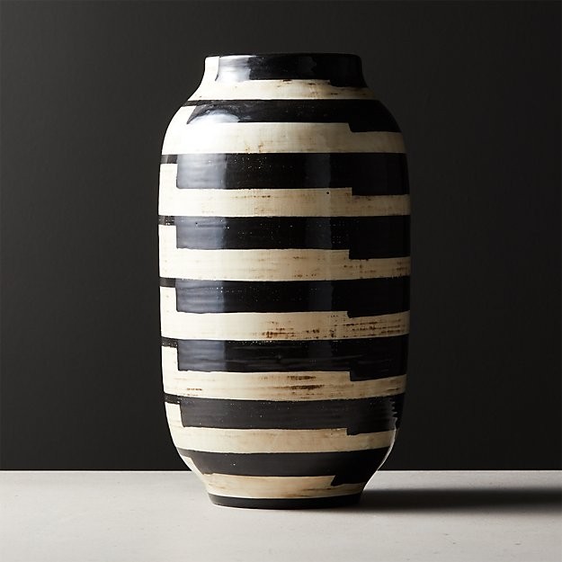 Cristo black and white striped vase reviews cb2